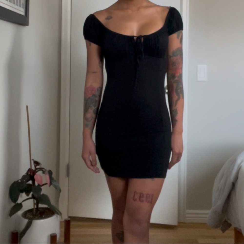 Forever21 - Black mini dress with tie front detail